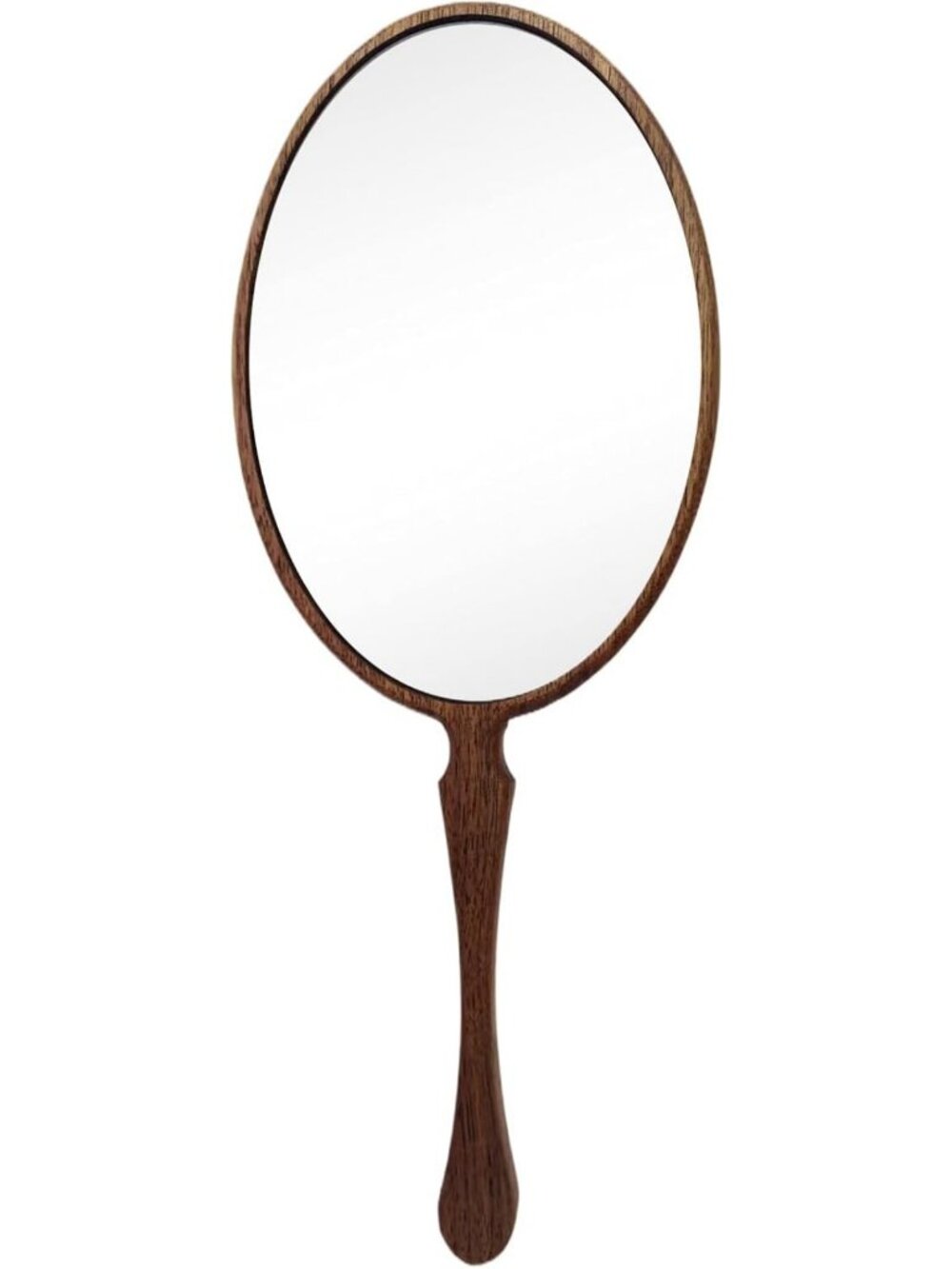 Vintage Wooden Hand Mirror - Oval Design for Makeup & Shaving, Travel-Friendly